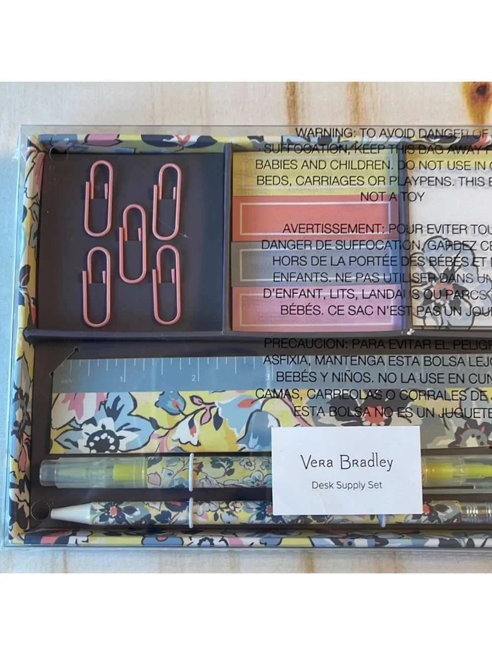 Vera Bradley “Sunny Garden” Floral Desk Organizer Sticky Note & Accessory Set